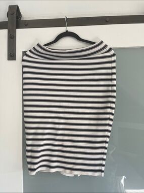 A.L.C. Black & White Striped Pencil Skirt